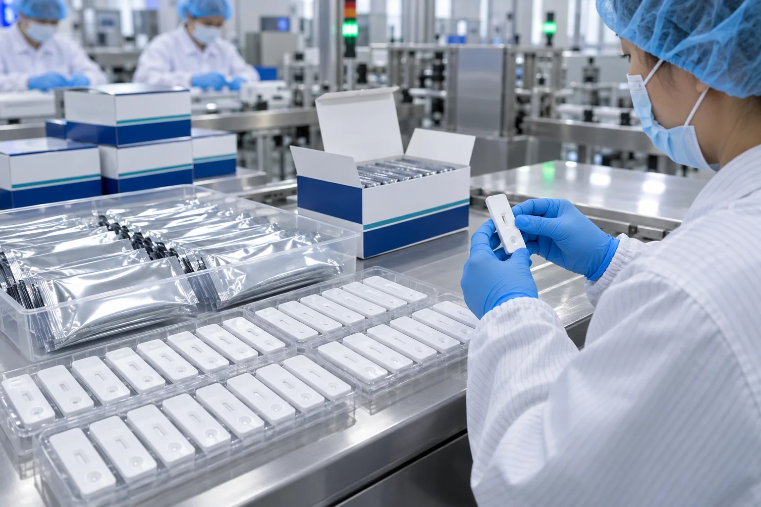 OEM quality inspection of cassette-format HCG rapid diagnostic kits